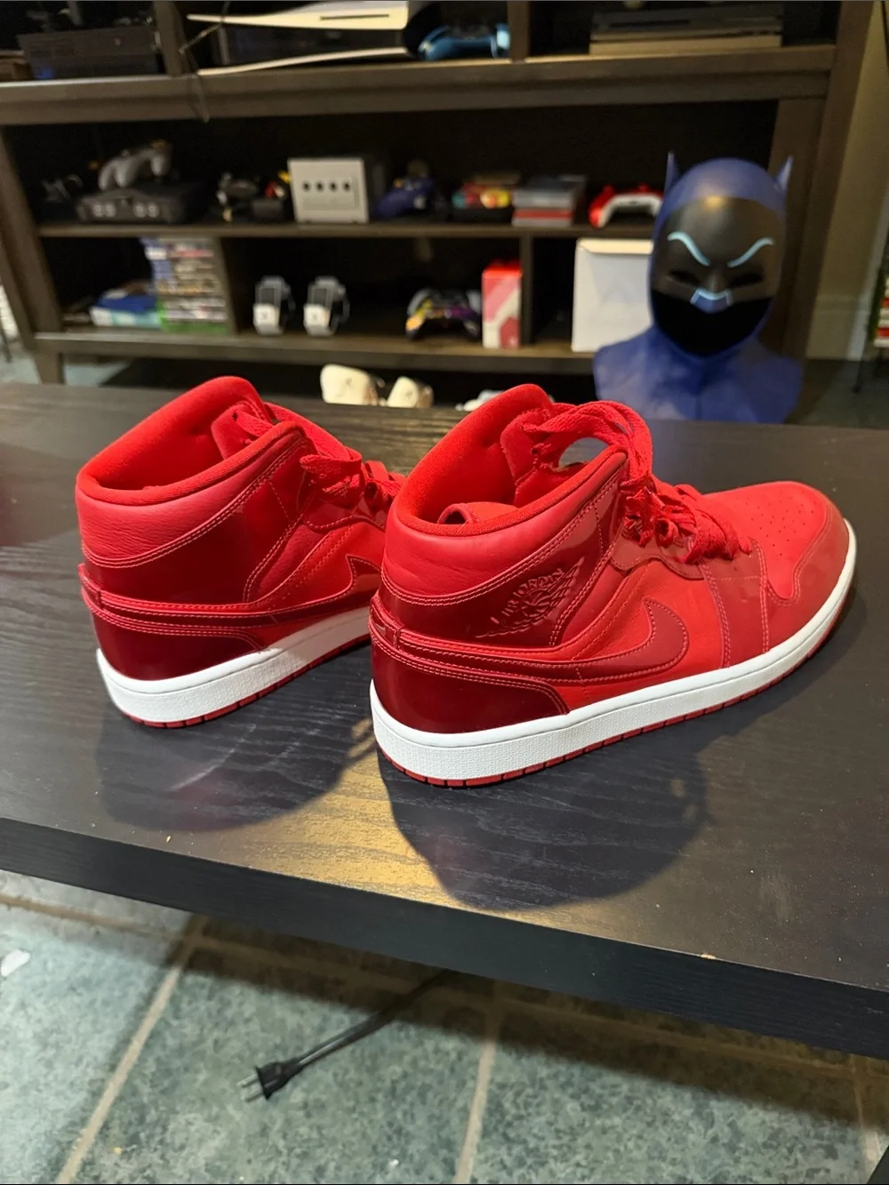 Jordan Men's Red High-Top Sneakers with White Midsole